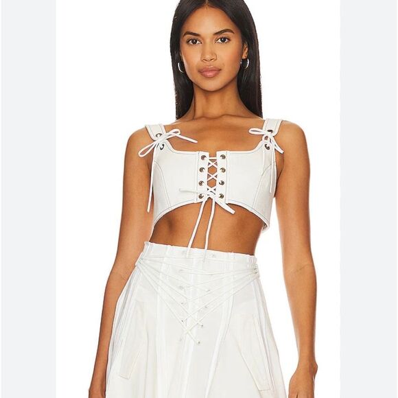 MONSE Lacing Bralette Bra Top Crop white Lace Up NWT $590 - Picture 5 of 11